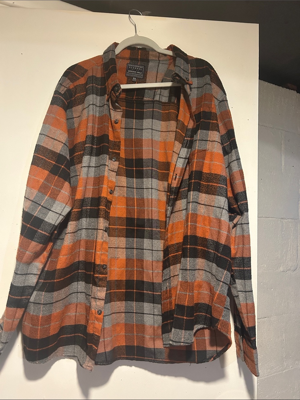 Pendleton Orange & Gray Plaid Flannel Shirt